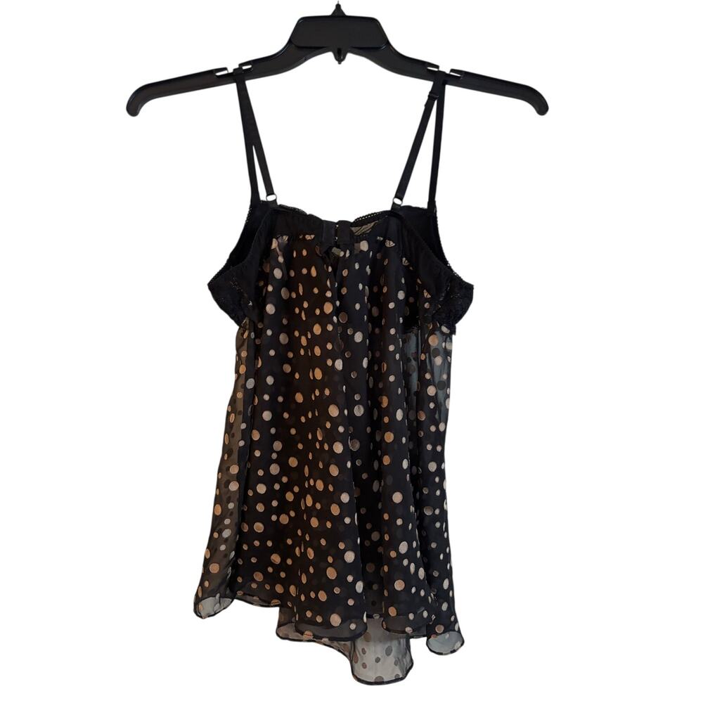 Belle Nuit Women’s Babydoll Lingerie Black Polka Dot Lace Padded Size Large - Picture 3 of 5